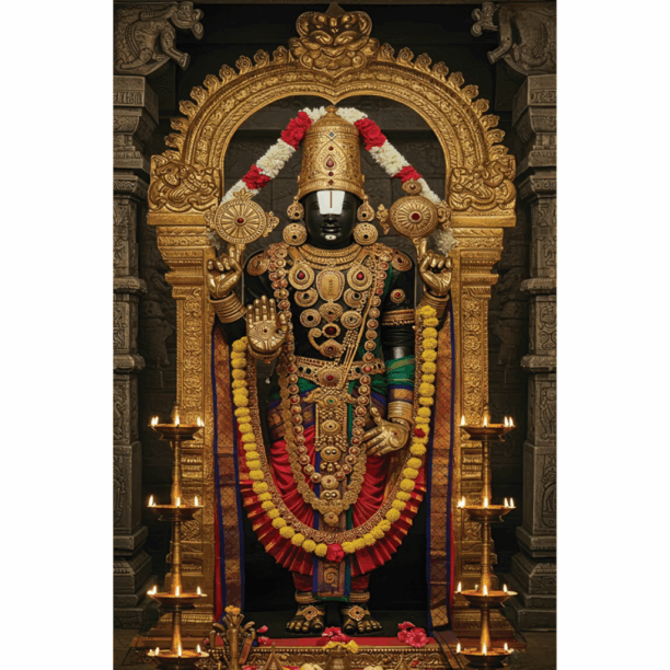 "Divine Venkateswara Grand Temple Digital Glass Print