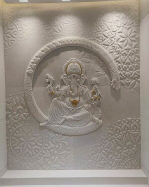 Ornate Circular Ganesha 3D Stone Wall Mural