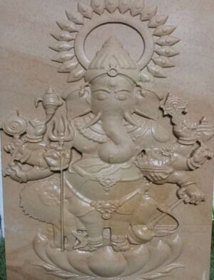 3D Multi-Armed Ganesha Stone Mural