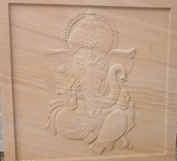 "Ornate Ganesha 3D Stone Wall Mural