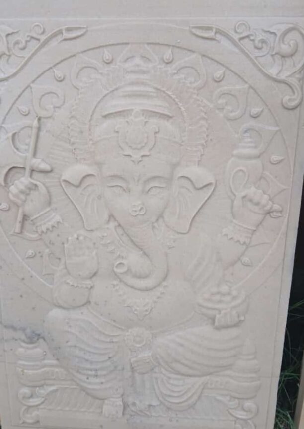 Intricate Ganesha 3D Stone Wall Mural