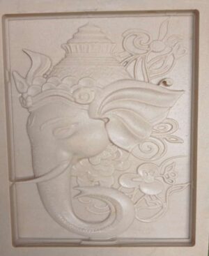 Artistic Ganesha Face 3D Stone Wall Mural