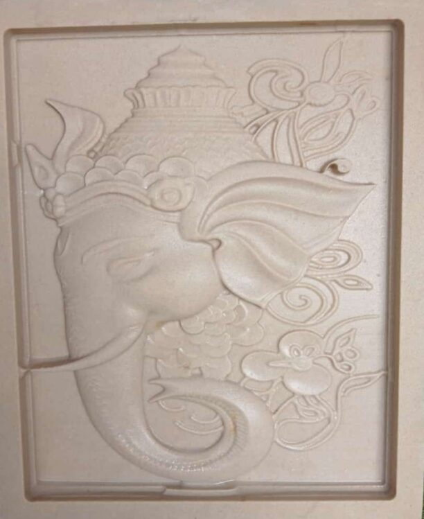 Artistic Ganesha Face 3D Stone Wall Mural