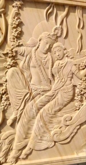 Premium Krishna Radha Sandstone Wall Art Panel