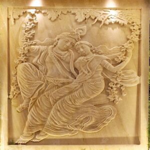 Radha Krishna Sandstone Wall Panel