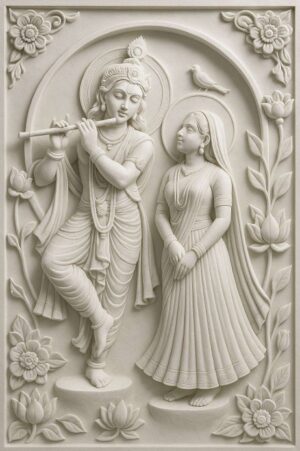 Radha Krishna Floral Lotus Panel