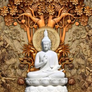 White Buddha Statue Mural