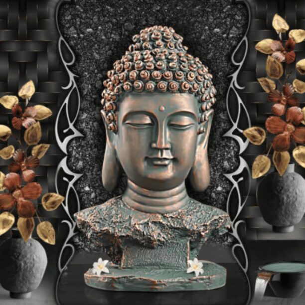 Artisan Buddha Head Sculpture