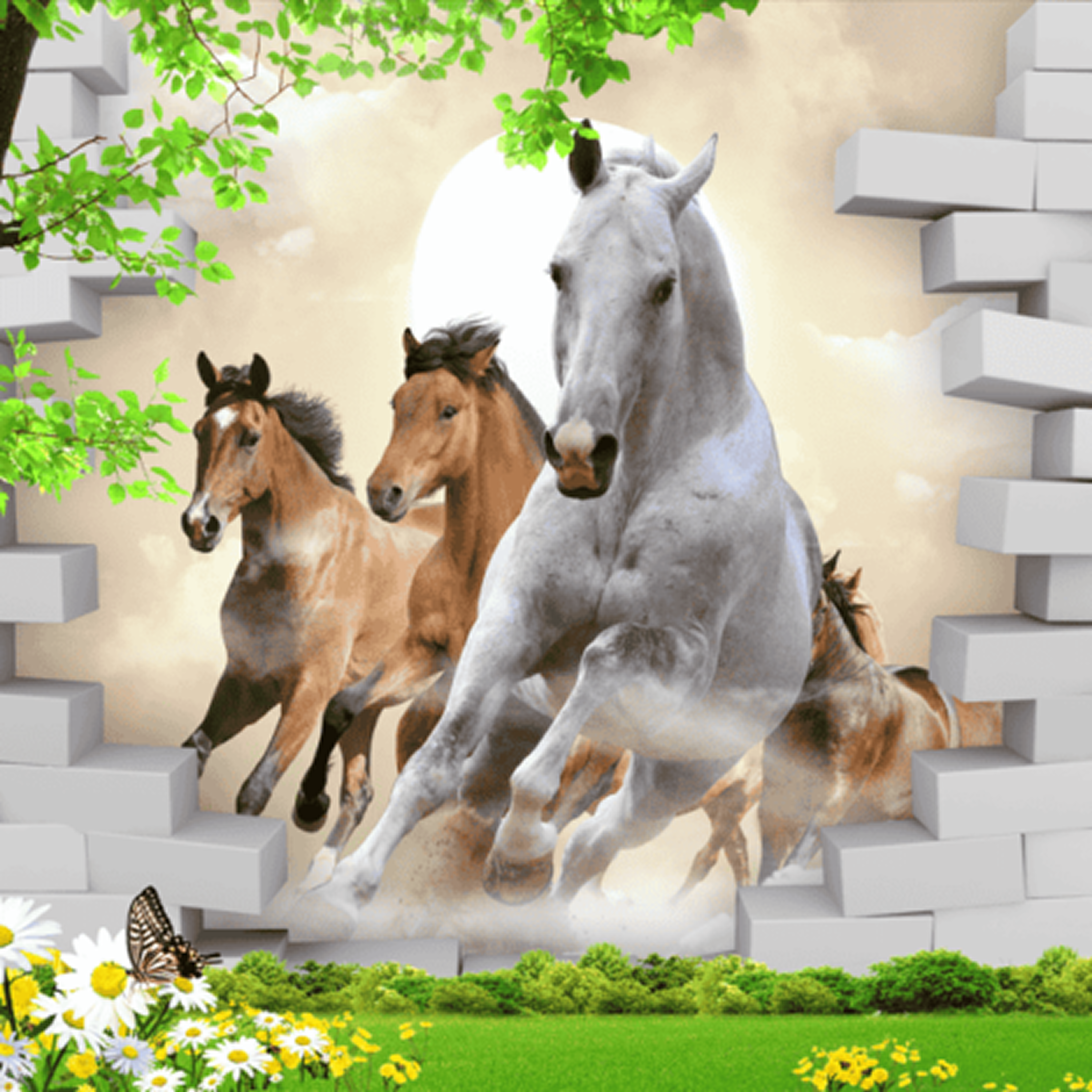 animals-slv-2nd-1-23-470x470 3D Running Horses Wall Mural