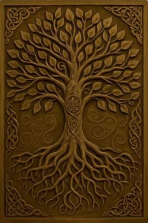 Hand-Carved Tree of Life Stone Wall Mural
