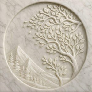 Mountain Landscape Tree Marble Mural